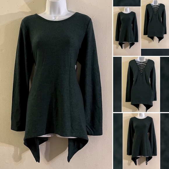 Torrid Plush Dark Green  Lattice Back Top/Sweater - Picture 10 of 10